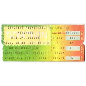 Vintage 1982 REO Speedwagon Shooting Star Concert Ticket Stub Dayton OH